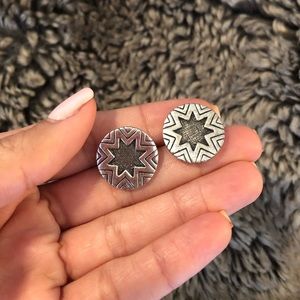 House of Harlow Silver Engraved Sunburst Earrings
